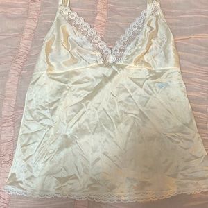 Vintage Silk Cream Sleep Tank with Lace Details (US 32)